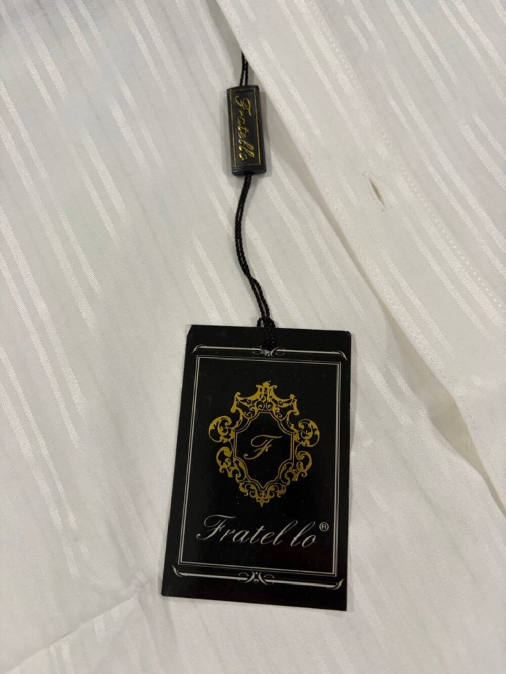 Fratello French Cuff Dress Shirt White Black Trim Textured Self-Stripe NWT 16.5 - Picture 6 of 9